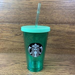 Starbucks 16 Oz Grande Acrylic Tumbler Cup w/Lid & Straw- Green & Teal